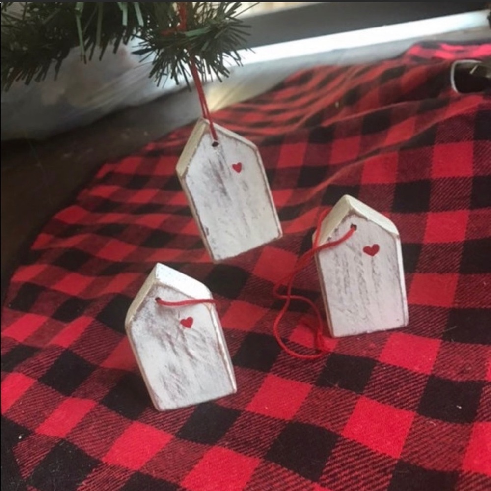 Rustic Wood House Ornament • 3/$12